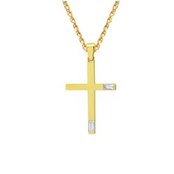 Χρυσός γυναικείος βαπτιστικός σταυρός Κ14 με αλυσίδα